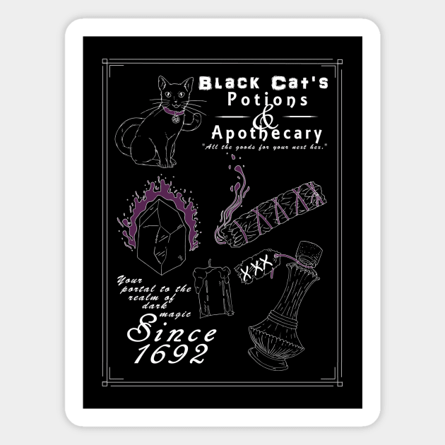 Black Cat's Potions and Apothecary V.2 Magnet by Rainy Day Dreams